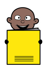 Cartoon Cartoon Bald Black holding a paper banner