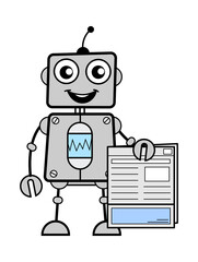 Cartoon Robot holding a newspaper