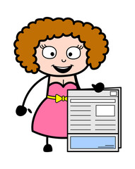 Cartoon Young Lady holding a newspaper
