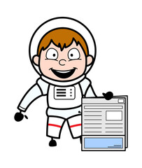Cartoon Astronaut holding a newspaper