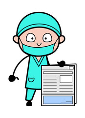 Cartoon Surgeon holding a newspaper