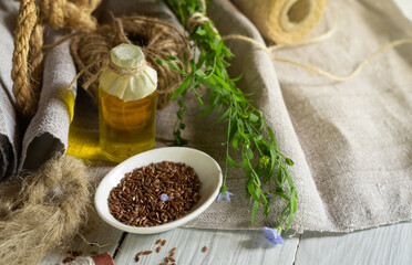 Flax products, linen textiles, rope, threads, linseed oil and flax seed