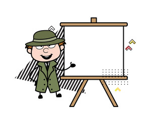 Cartoon Spy with slide board