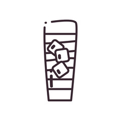Cocktail glass with ice cubes line style icon vector design