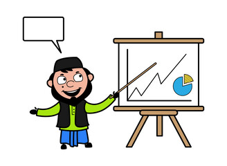 Cartoon Muslim Man with Presentation Baord
