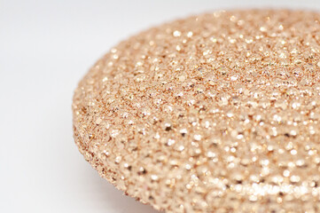 Macrophotography of Glass shiny ball isolated on white background.