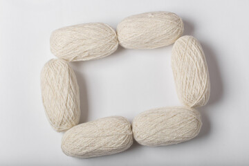 background of the white yarn frame