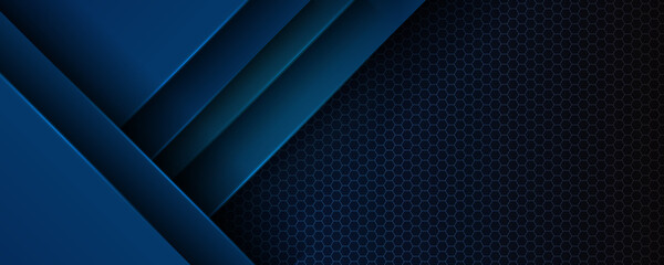 Abstract blue light arrow on black with hexagon mesh design modern luxury futuristic technology background vector illustration.