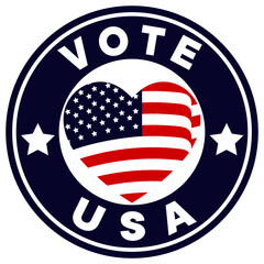 Logotipo voto USA, con corazón y bandera en el centro.
