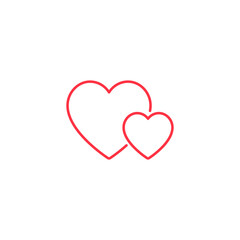 Two Hearts line icon on White Background - Vector flat Illustration