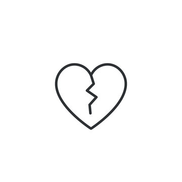 Broken heart icon, Vector flat style symbol on white background