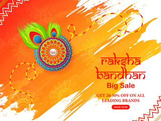 Illustration of sale and promotion banner poster and social media post design with decorative rakhi for Raksha Bandhan, Indian Festival of brother and sister bonding celebration .