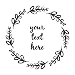 Vector illustration of a hand drawn botanical wreath