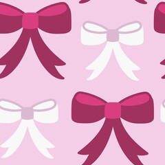 set of pink bows, seamless repeating pattern, 