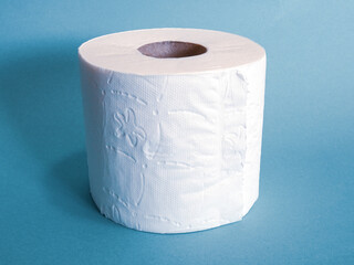 Toilet paper in blue background