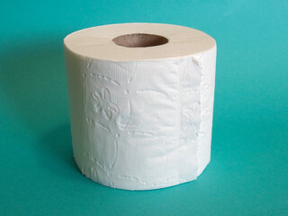 Toilet paper in blue background