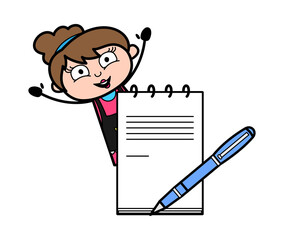 Cartoon Beautician with diary and pen