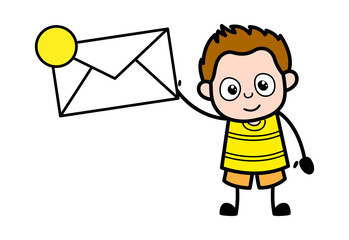 Cartoon Young Boy holding Envelope