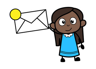 Cartoon Black Girl holding Envelope