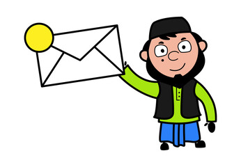 Cartoon Muslim Man holding Envelope