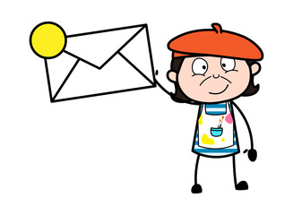 Cartoon Artist holding Envelope