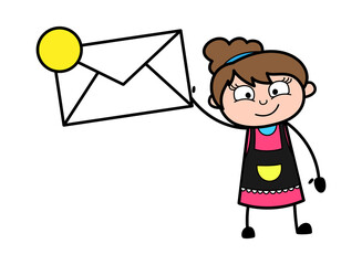 Cartoon Beautician holding Envelope