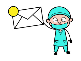 Cartoon Surgeon holding Envelope
