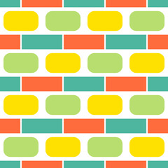 Bright seamless pattern with horizontal geometric elements on a white background.