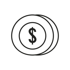 dollar coin line style icon vector design