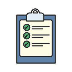 document with check marks line and fill style icon vector design