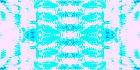 Seamless Pattern Textile Kaleidoscope. Dyed Cyan