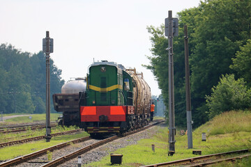 Obraz premium small railway station in the country