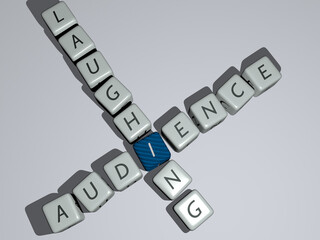 combination of AUDIENCE LAUGHING built by cubic letters from the top perspective, excellent for the concept presentation. illustration and business