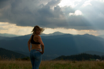 happy girl in the carpathian mountains