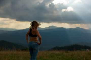 happy girl in the carpathian mountains