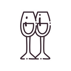 Fototapeta na wymiar champagne cups line style icon vector design