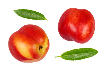 nectarin whole and cut isolated on white background