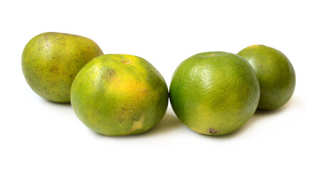 Ripe mandarin citrus isolated tangerine mandarine orange on white background. 