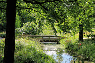 Footbridge over a stream in the countryside