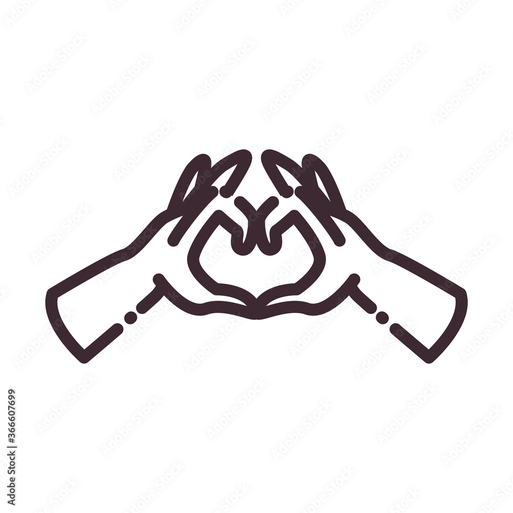Poster heart gesture with hands line style icon vector design