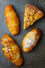 Croissants and slice of cake