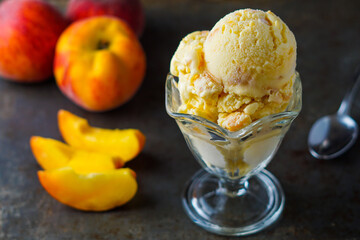 Homemade peach ice cream