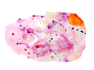 watercolor pink spot isolated white background 