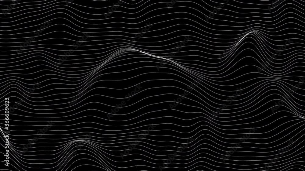 Poster trendy ultra thin striped loop animation with wave distortion lines. abstract noise landscape. proce