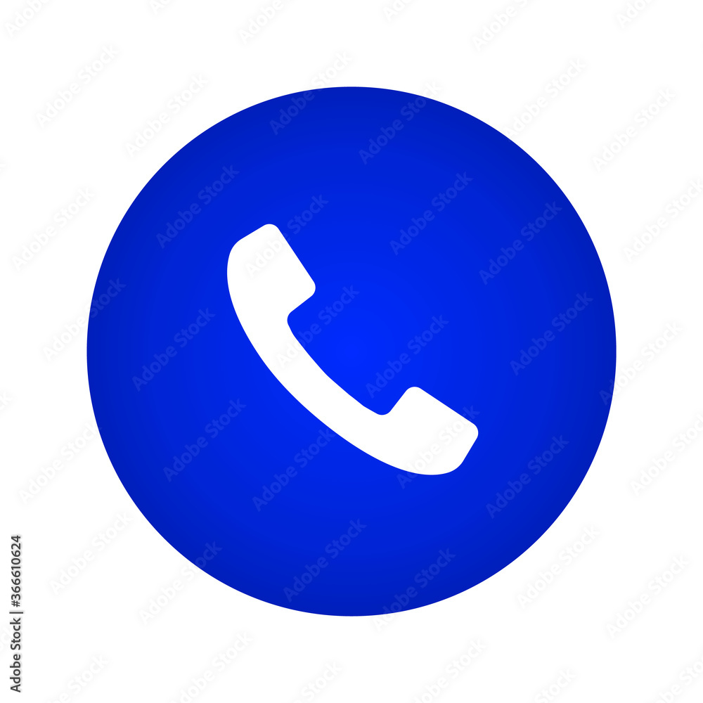 Poster call icon. call button on a blue gradient circle shape. vector illustration