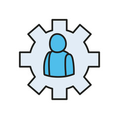 Avatar in gear line and fill style icon vector design