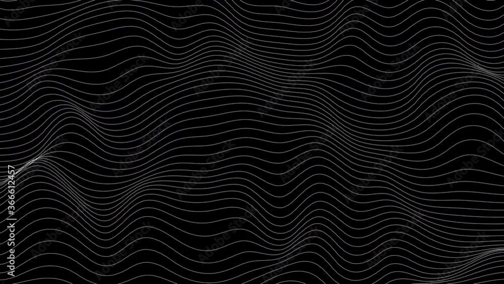 Poster trendy ultra thin striped loop animation with wave distortion lines. abstract noise landscape. proce