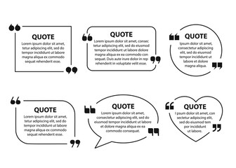 Set of quote text boxes, frames, quotation collection, isolated on white background, vector illustration.
