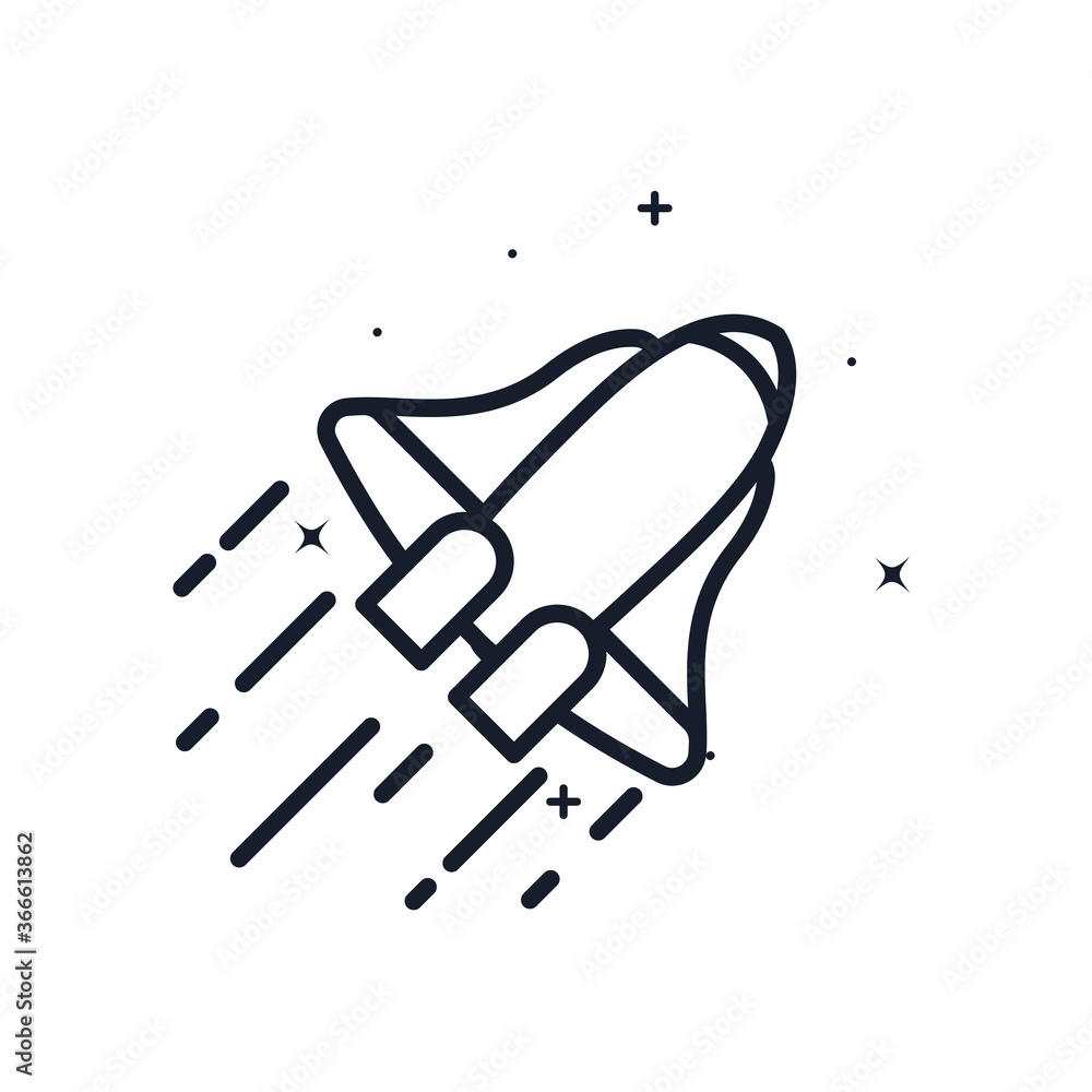 Poster rocket line style icon vector design