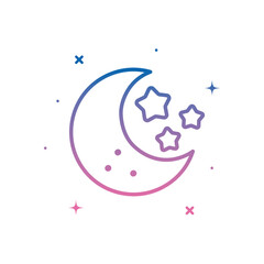 moon with stars gradient style icon vector design